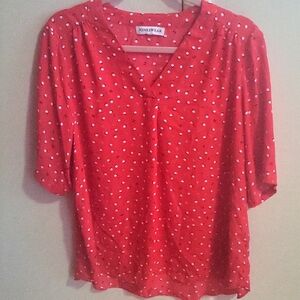 Jones New York Women's Red Polka Dot Top